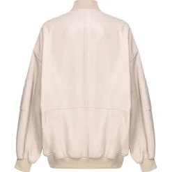 Pinko - Genuine Leather Bomber Jacket with Zip Closure - Beige - Jackets - Made in Italy - Luxury Exclusive Collection - Avvenice