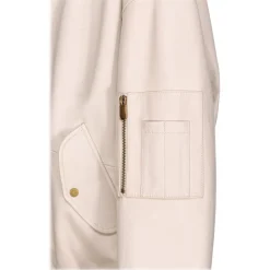 Pinko - Genuine Leather Bomber Jacket with Zip Closure - Beige - Jackets - Made in Italy - Luxury Exclusive Collection - Avvenice