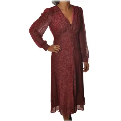 Pinko - Giovanni Dress Midi in Devorè Fabric - Bordeaux - Dress - Made in Italy - Luxury Exclusive Collection - Avvenice