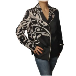 Pinko - Jacket Calimero in Abstract Pattern - Black/Ivory - Jacket - Made in Italy - Luxury Exclusive Collection - Avvenice