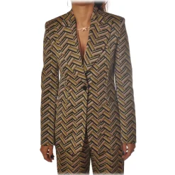 Pinko - Jacket Cassegrain in Geometric Pattern - Yellow/Pink - Jacket - Made in Italy - Luxury Exclusive Collection - Avvenice
