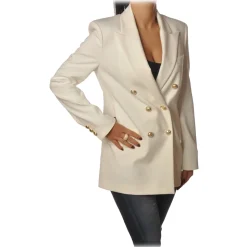 Pinko - Jacket Chinotto3 Double-breasted with Gold Buttons - White - Jacket - Made in Italy - Luxury Exclusive Collection - Avvenice