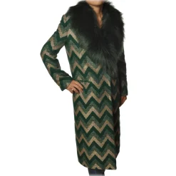 Pinko - Libra Coat with Faux Fur Jacquard - Green Gold - Jacket - Made in Italy - Luxury Exclusive Collection - Avvenice