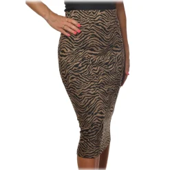 Pinko - Longuette Skirt Ortisei in Zebra Effect Pattern - Black/Beige - Skirt - Made in Italy - Luxury Exclusive Collection - Avvenice