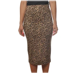 Pinko - Longuette Skirt Ortisei in Leopard Pattern - Black/Beige - Skirt - Made in Italy - Luxury Exclusive Collection - Avvenice