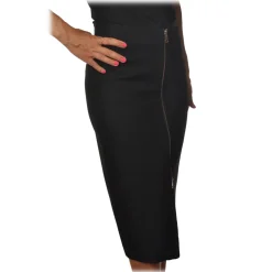Pinko - Longuette Skirt Sagomare with Zip Detail - Black - Skirt - Made in Italy - Luxury Exclusive Collection - Avvenice
