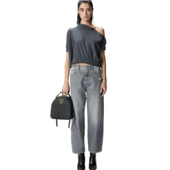 Pinko - Low Waist Egg-Fit Jeans - Grey - Trousers - Made in Italy - Luxury Exclusive Collection - Avvenice