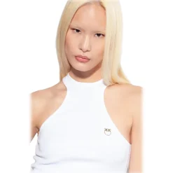 Pinko - Milleraies Cotton Tank Top with Logo - White - Top - Made in Italy - Luxury Exclusive Collection - Avvenice