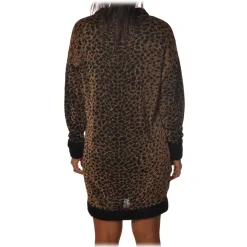 Pinko - Mini Dress Pressione in Laminated Leopard Knit - Copper/Black - Dress - Made in Italy - Luxury Exclusive Collection - Avvenice