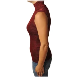 Pinko - Mock Turtleneck Ask Sleeveless in Lurex - Red - Sweater - Made in Italy - Luxury Exclusive Collection - Avvenice