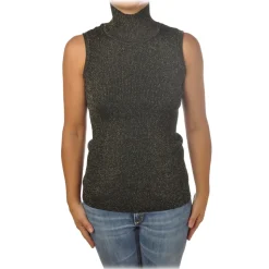 Pinko - Mock Turtleneck Ask Sleeveless in Lurex - Gray - Sweater - Made in Italy - Luxury Exclusive Collection - Avvenice