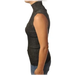 Pinko - Mock Turtleneck Ask Sleeveless in Lurex - Gray - Sweater - Made in Italy - Luxury Exclusive Collection - Avvenice