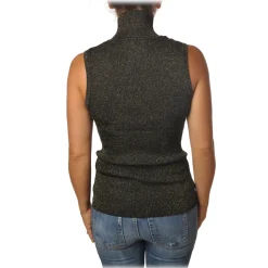 Pinko - Mock Turtleneck Ask Sleeveless in Lurex - Gray - Sweater - Made in Italy - Luxury Exclusive Collection - Avvenice
