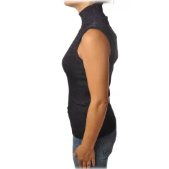 Pinko - Mock Turtleneck Ask Sleeveless in Lurex - Purple - Sweater - Made in Italy - Luxury Exclusive Collection - Avvenice