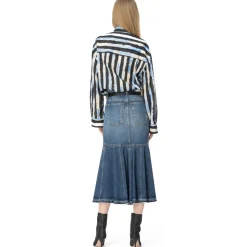 Pinko - Over Shirt in Broad Stripe Pattern - Light Blue/Black - Shirts - Made in Italy - Luxury Exclusive Collection - Avvenice