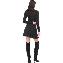 Pinko - Pleated Flannel Mini Skirt - Black - Skirt - Made in Italy - Luxury Exclusive Collection - Avvenice