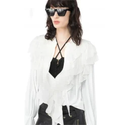 Pinko - Ruffled Blouse - White - Shirts - Made in Italy - Luxury Exclusive Collection - Avvenice