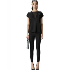 Pinko - Satin Fabric T-shirt Blouse - Black - Top - Made in Italy - Luxury Exclusive Collection - Avvenice