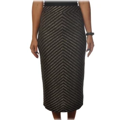 Pinko - Sheath Skirt Gas Midi in Diagonal Laminated Knit - Black - Skirt - Made in Italy - Luxury Exclusive Collection - Avvenice