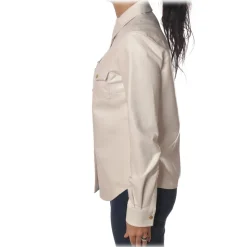 Pinko - Shirt Caroline6 in Faux Leather - White - Shirts - Made in Italy - Luxury Exclusive Collection - Avvenice