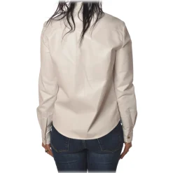 Pinko - Shirt Caroline6 in Faux Leather - White - Shirts - Made in Italy - Luxury Exclusive Collection - Avvenice
