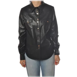 Pinko - Shirt Caroline6 in Faux Leather - Black - Shirt - Made in Italy - Luxury Exclusive Collection - Avvenice