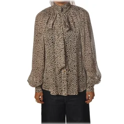 Pinko - Shirt Geocentrico with Ribbon and Bow - Black/Beige - Shirt - Made in Italy - Luxury Exclusive Collection - Avvenice