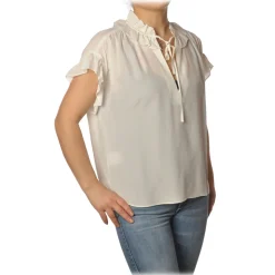 Pinko - Shirt Libero with Rouches - White - Shirts - Made in Italy - Luxury Exclusive Collection - Avvenice