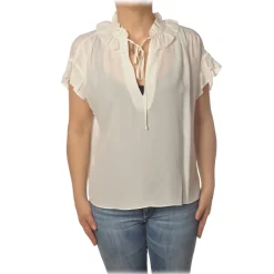 Pinko - Shirt Libero with Rouches - White - Shirts - Made in Italy - Luxury Exclusive Collection - Avvenice