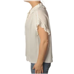 Pinko - Shirt Libero with Rouches - White - Shirts - Made in Italy - Luxury Exclusive Collection - Avvenice