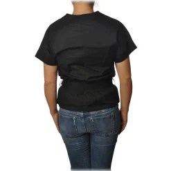 Pinko - Shirt Scamorza V-neck Screwed at the Waist - Black - Shirt - Made in Italy - Luxury Exclusive Collection - Avvenice