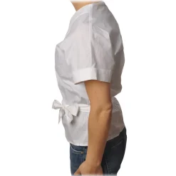 Pinko - Shirt Scamorza V-neck Screwed at the Waist - White - Shirt - Made in Italy - Luxury Exclusive Collection - Avvenice