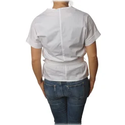 Pinko - Shirt Scamorza V-neck Screwed at the Waist - White - Shirt - Made in Italy - Luxury Exclusive Collection - Avvenice