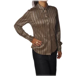 Pinko - Shirt Sisma with Long Sleeve in Fantasy - Grey/Gold - Shirt - Made in Italy - Luxury Exclusive Collection - Avvenice