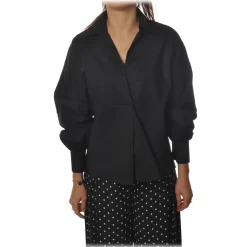 Pinko - Shirt Vegetariana Oversized with Collar and Deep Neckline - Black - Shirt - Made in Italy - Luxury Exclusive Collection - Avvenice
