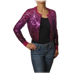 Pinko - Short Cardigan Albanese with Paillettes - Pink/Purple - Sweater - Made in Italy - Luxury Exclusive Collection - Avvenice