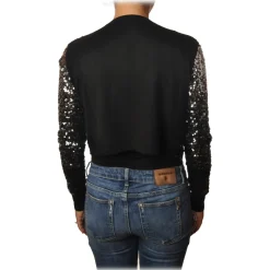Pinko - Short Cardigan Albanese with Paillettes - Black/Silver - Sweater - Made in Italy - Luxury Exclusive Collection - Avvenice