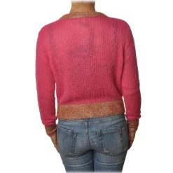 Pinko - Short Cardigan Quantunque with Lurex Details - Fuxia/Nude - Sweater - Made in Italy - Luxury Exclusive Collection - Avvenice