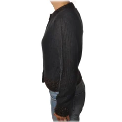 Pinko - Short Cardigan Quantunque with Lurex Details - Black - Sweater - Made in Italy - Luxury Exclusive Collection - Avvenice