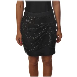 Pinko - Short Skirt Etta in Denim with Paillettes - Black - Skirt - Made in Italy - Luxury Exclusive Collection - Avvenice