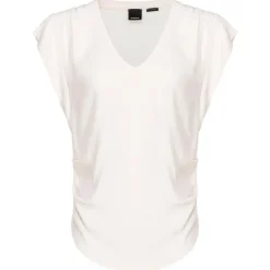 Pinko - Silk Blend V-Neck Top - White - Top - Made in Italy - Luxury Exclusive Collection - Avvenice