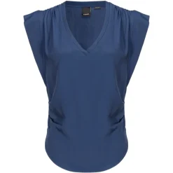 Pinko - Silk Blend V-Neck Top - Blue - Top - Made in Italy - Luxury Exclusive Collection - Avvenice