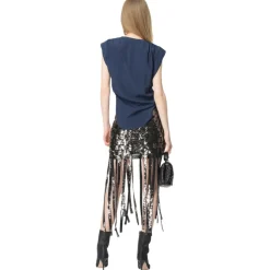 Pinko - Silk Blend V-Neck Top - Blue - Top - Made in Italy - Luxury Exclusive Collection - Avvenice