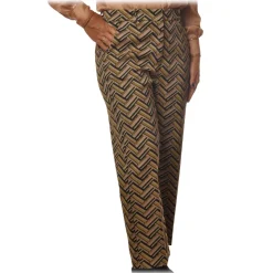 Pinko - Straight Trousers Ghibli3 in Geometric Pattern - Yellow/Pink - Trousers - Made in Italy - Luxury Exclusive Collection - Avvenice