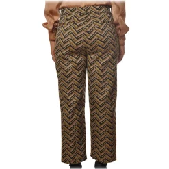 Pinko - Straight Trousers Ghibli3 in Geometric Pattern - Yellow/Pink - Trousers - Made in Italy - Luxury Exclusive Collection - Avvenice