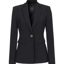 Pinko - Stretch Crepe Fabric Single breasted Blazer - Black - Jackets - Made in Italy - Luxury Exclusive Collection - Avvenice