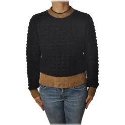 Pinko - Sweater Asciutto in Squared Wool - Black/Beige - Sweater - Made in Italy - Luxury Exclusive Collection - Avvenice