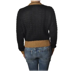 Pinko - Sweater Asciutto in Squared Wool - Black/Beige - Sweater - Made in Italy - Luxury Exclusive Collection - Avvenice