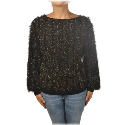Pinko - Sweater Estonia in Two-tone Lurex Yarn - Black/Gold - Sweater - Made in Italy - Luxury Exclusive Collection - Avvenice