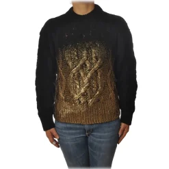 Pinko - Sweater Etiope Soft Fit Shaded Effect - Black/Gold - Sweater - Made in Italy - Luxury Exclusive Collection - Avvenice
